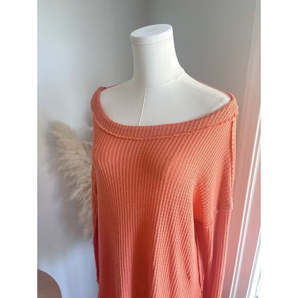 Free People North Shore Thermal Tunic Top Womens XS Coral Orange - Picture 4 of 9